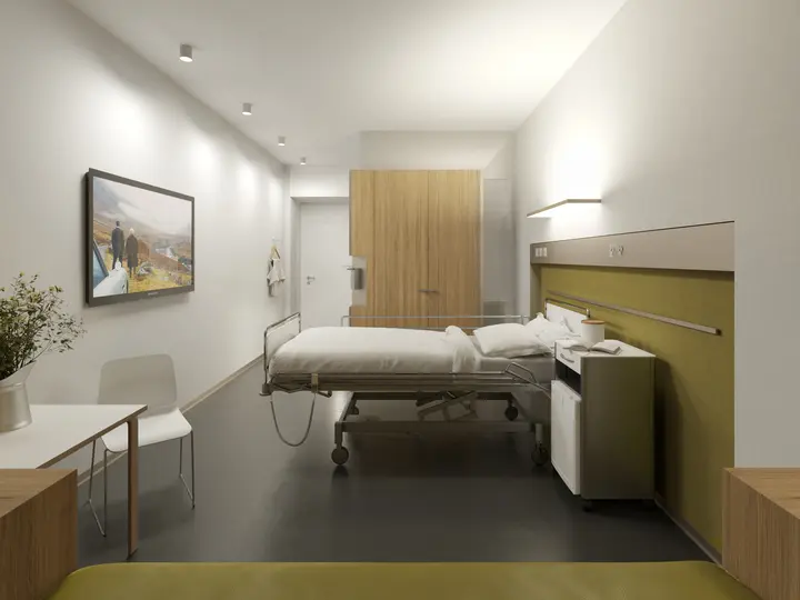 Visualisierung Ersatzneubau Bettenhaus Zimmer Fenster