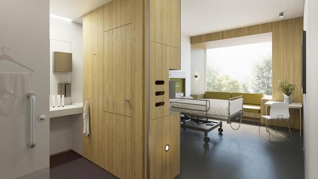 Visualisierung Ersatzneubau Bettenhaus Zimmer Gang