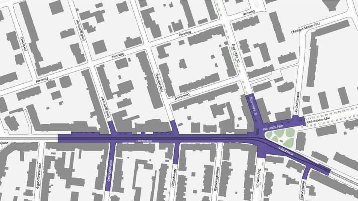 Der 3. Abschnitt führt von der Angensteinerstrasse bis zur Adlerstrasse.