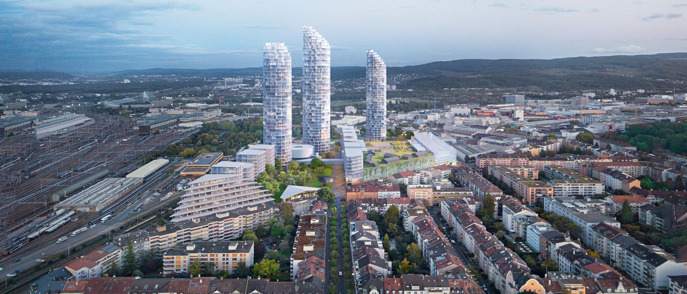 Blick auf das Entwicklungsgebiet vom Gundeldingerquartier aus (© Herzog & de Meuron)