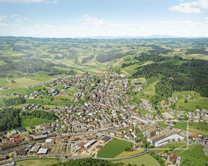 Wellisareal Willisau - Luftbild Visualisierung